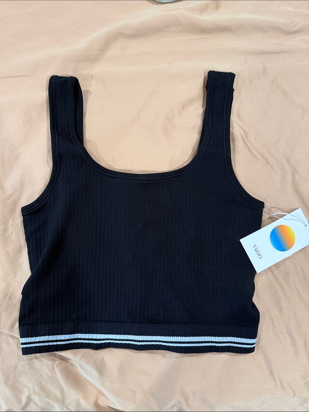 Vuori Black Ribbed Seamless Euphoric Tank